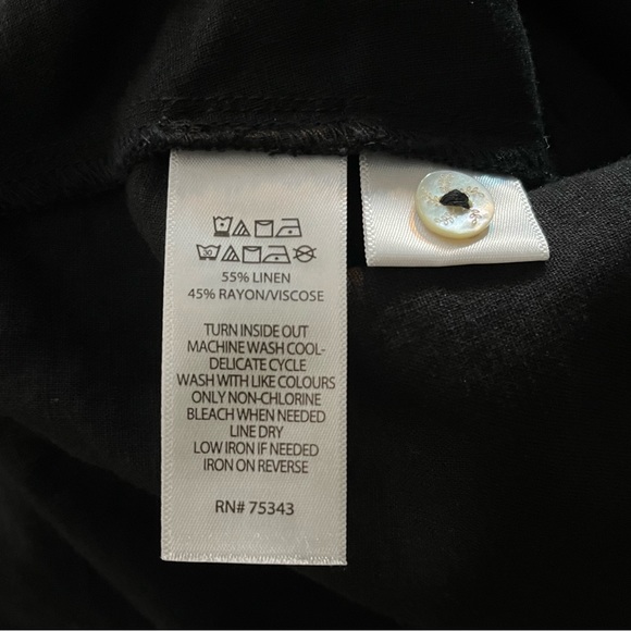 H by HALSTON Linen-Blend Black Button-Front Midi Dress Sz 6 - Picture 4 of 4